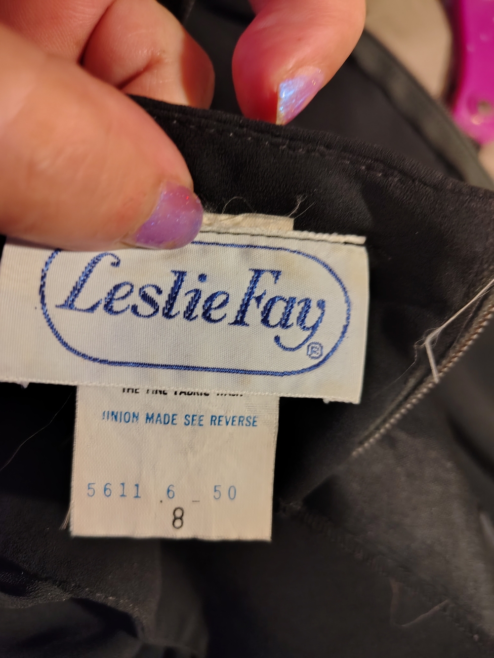 Vintage Leslie Fay Black Midi Dress ILGWU Union Made USA — Size 8 - Picture 2 of 11